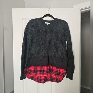 Madewell Cozy Black and Red Plaid Women's Sweater Size M